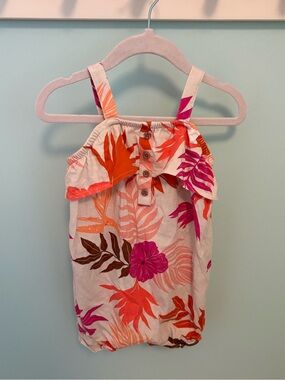 Carter's Tropical Floral Romper in Pink, Orange & Brown